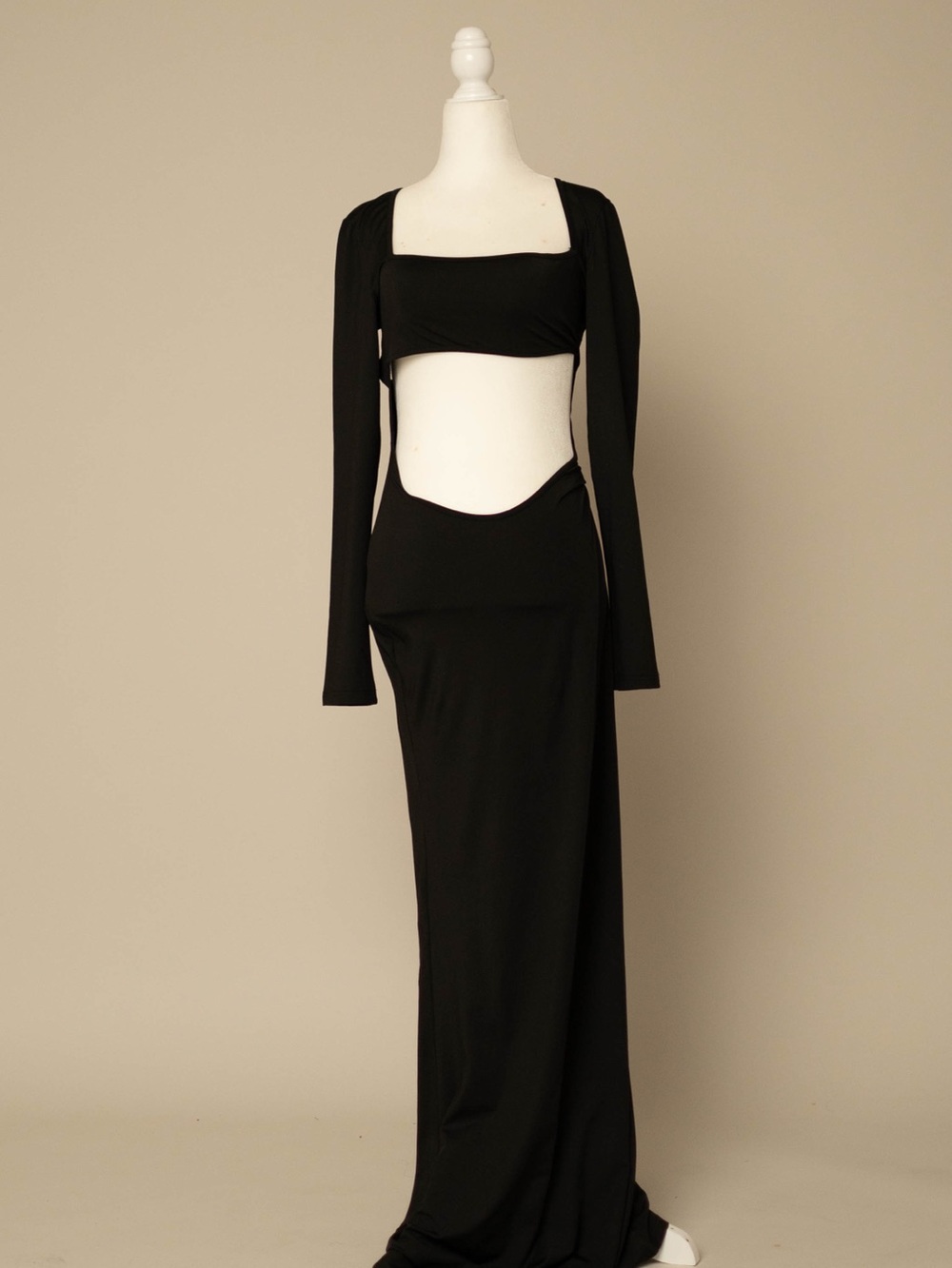 Black Long Sleeve Cutout Maxi Dress